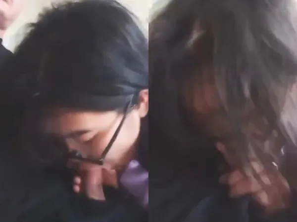 sex mila Bé kính cận bú cu bạn trai trong quán phở